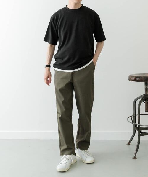 ITEMS URBANRESEARCH（アイテムズ アーバンリサーチ）の「『セットアップ対応』マシンウォッシャブルピケテーパードパンツ（その他パンツ・メンズ・ネイビー/カーキ/ブラック・MEDIUM/LARGE）」の12枚目の写真