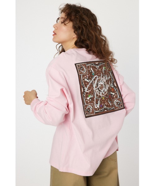 RODEO CROWNS WIDE BOWL（ロデオクラウンズワイドボウル）の「Cowboy バンダナ ロングスリーブTシャツ（Tシャツ/カットソー・レディース・ブラック/オフホワイト/サックスブルー/ライトピンク・FREE）」の4枚目の写真