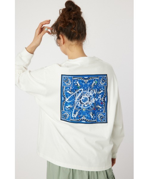 RODEO CROWNS WIDE BOWL（ロデオクラウンズワイドボウル）の「Cowboy バンダナ ロングスリーブTシャツ（Tシャツ/カットソー・レディース・ブラック/オフホワイト/サックスブルー/ライトピンク・FREE）」の8枚目の写真