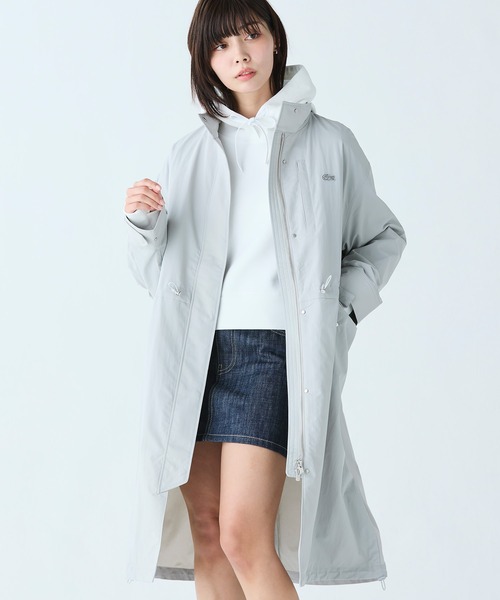 LACOSTE(ラコステ)の「撥水 ナイロンタフタ スタンドカラーユーティリティコート(トレンチコート・レディース・ライトグレー/ベージュ・34/40/36/38)」の18枚目の写真