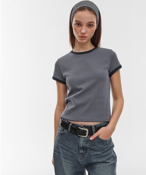 BLACKUP（ブラックアップ）の「[B-BASIC] スタンダードリンガーラウンド半袖Tシャツ（Tシャツ/カットソー・レディース・アイボリー/グレー/チャコール・MEDIUM/SMALL）」の3枚目の写真
