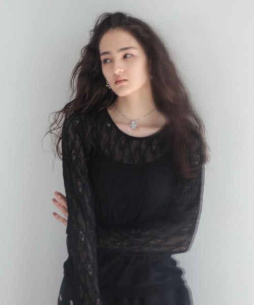 ESCAR（エスカー）の「■ESCAR レースロンTEE（Tシャツ/カットソー・レディース・ブラック・FREE）」の4枚目の写真