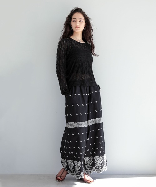 ESCAR（エスカー）の「■ESCAR レースロンTEE（Tシャツ/カットソー・レディース・ブラック・FREE）」の3枚目の写真