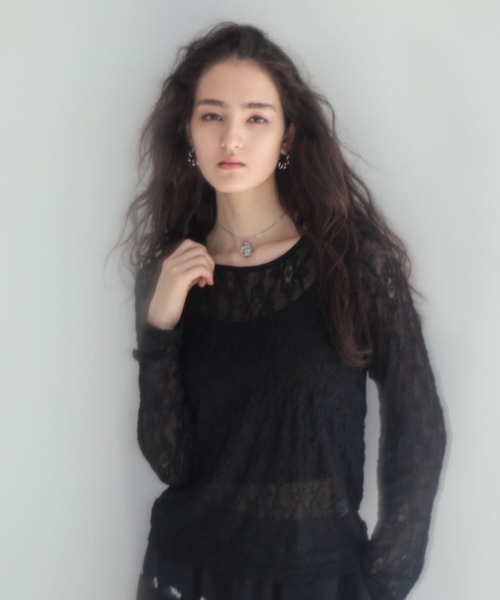 ESCAR（エスカー）の「■ESCAR レースロンTEE（Tシャツ/カットソー・レディース・ブラック・FREE）」の5枚目の写真