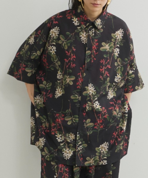 Libra Cue（リブラ キュー）の「ボタニカルプリントビックシルエットハーフスリーブシャツ（シャツ/ブラウス・レディース・アイボリー/ブラック・FREE）」の15枚目の写真