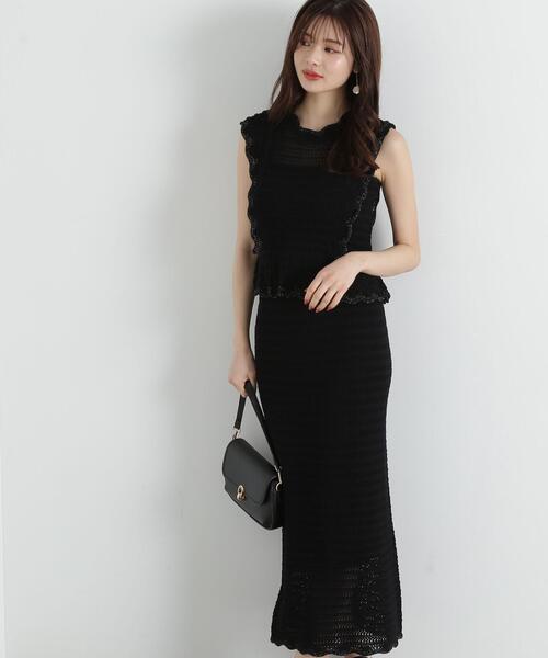 PROPORTION BODY DRESSING(プロポーションボディドレッシング)の「クロッシェニットset up / 1215140402(ワンピース・レディース・ホワイト系その他/ブラック・SMALL/MEDIUM/P/S)」の3枚目の写真