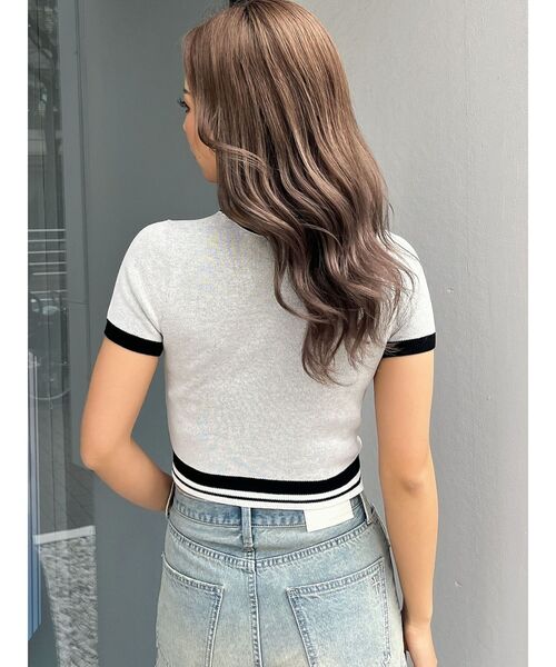 GYDA(ジェイダ)の「GD POSH FADITALハーフスリーブニットトップス(ニット/セーター・レディース・オフホワイト/ブラック/スカイブルー・FREE)」の22枚目の写真