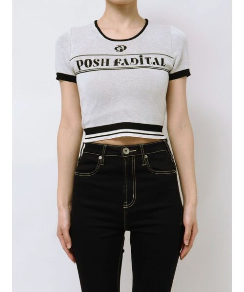 GYDA(ジェイダ)の「GD POSH FADITALハーフスリーブニットトップス(ニット/セーター・レディース・オフホワイト/ブラック/スカイブルー・FREE)」の10枚目の写真