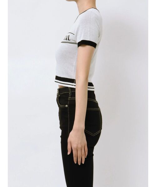 GYDA(ジェイダ)の「GD POSH FADITALハーフスリーブニットトップス(ニット/セーター・レディース・オフホワイト/ブラック/スカイブルー・FREE)」の11枚目の写真