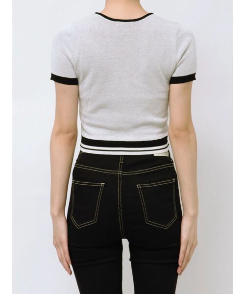 GYDA(ジェイダ)の「GD POSH FADITALハーフスリーブニットトップス(ニット/セーター・レディース・オフホワイト/ブラック/スカイブルー・FREE)」の12枚目の写真