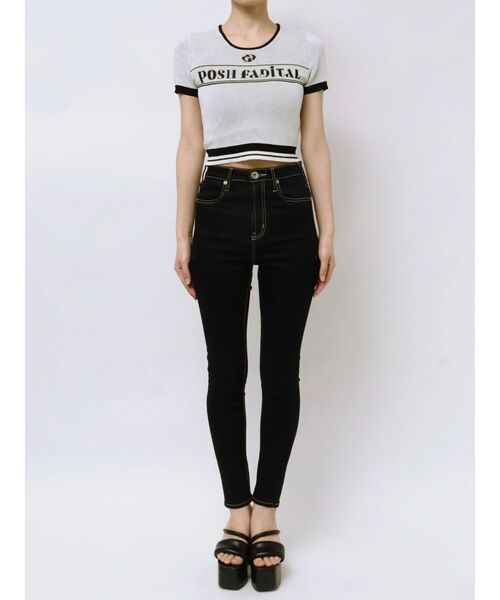 GYDA(ジェイダ)の「GD POSH FADITALハーフスリーブニットトップス(ニット/セーター・レディース・オフホワイト/ブラック/スカイブルー・FREE)」の17枚目の写真