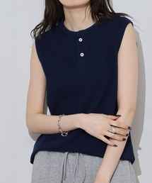 レディースのタンクトップ（ブルー・ネイビー/青色系・刺繍