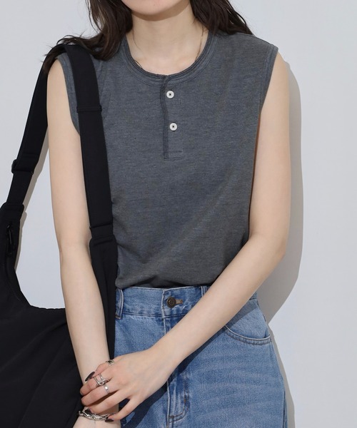JEMORGAN(ジェーイーモーガン)の「JEMORGAN カノコ ヘンリーネックノースリーブ(タンクトップ・レディース・グリーン系/ブラック/ホワイト/チャコール/レッド/イエロー/ネイビー・F)」の13枚目の写真
