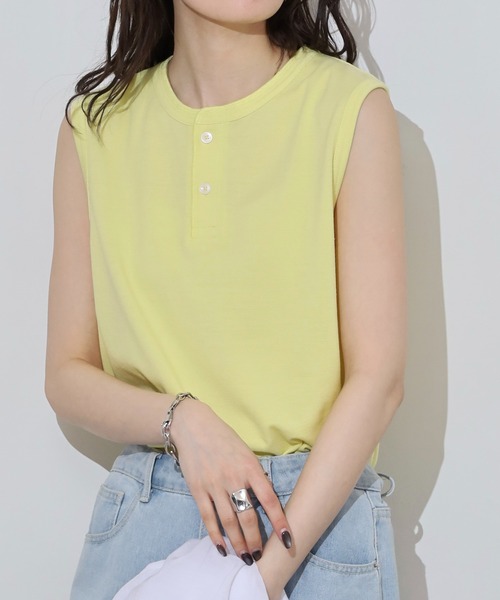 JEMORGAN(ジェーイーモーガン)の「JEMORGAN カノコ ヘンリーネックノースリーブ(タンクトップ・レディース・グリーン系/ブラック/ホワイト/チャコール/レッド/イエロー/ネイビー・F)」の20枚目の写真