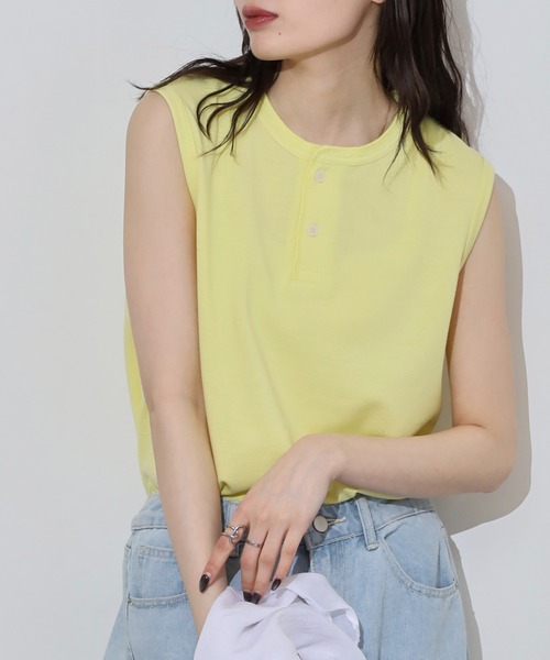JEMORGAN(ジェーイーモーガン)の「JEMORGAN カノコ ヘンリーネックノースリーブ(タンクトップ・レディース・グリーン系/ブラック/ホワイト/チャコール/レッド/イエロー/ネイビー・F)」の21枚目の写真