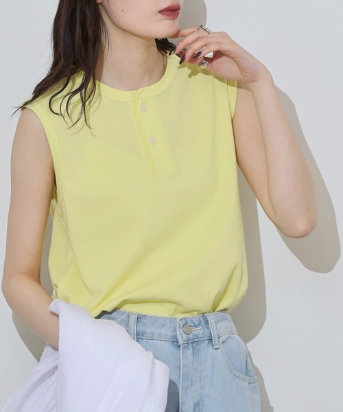 JEMORGAN(ジェーイーモーガン)の「JEMORGAN カノコ ヘンリーネックノースリーブ(タンクトップ・レディース・グリーン系/ブラック/ホワイト/チャコール/レッド/イエロー/ネイビー・F)」の22枚目の写真