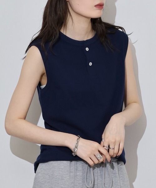 JEMORGAN(ジェーイーモーガン)の「JEMORGAN カノコ ヘンリーネックノースリーブ(タンクトップ・レディース・グリーン系/ブラック/ホワイト/チャコール/レッド/イエロー/ネイビー・F)」の18枚目の写真
