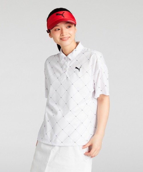 PUMA(プーマ)の「PUMA プーマ ウィメンズ ゴルフ SB アーガイル AOP 半袖 ポロシャツ(ポロシャツ・レディース・ホワイト系その他/ネイビー/ブラック・SMALL/X-LARGE/MEDIUM/LARGE)」の2枚目の写真
