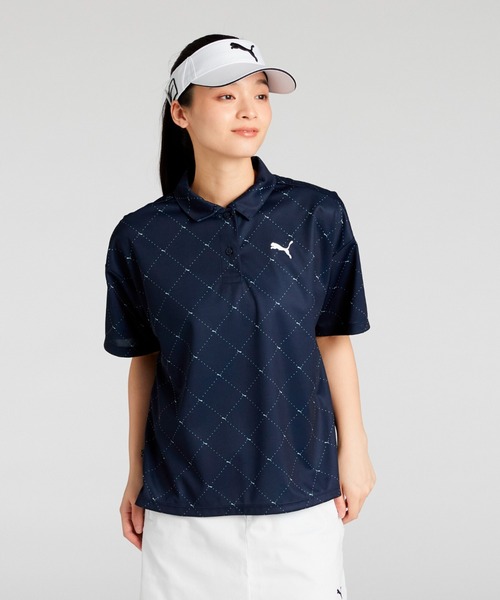 PUMA(プーマ)の「PUMA プーマ ウィメンズ ゴルフ SB アーガイル AOP 半袖 ポロシャツ(ポロシャツ・レディース・ホワイト系その他/ネイビー/ブラック・SMALL/X-LARGE/MEDIUM/LARGE)」の1枚目の写真