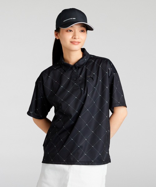 PUMA(プーマ)の「PUMA プーマ ウィメンズ ゴルフ SB アーガイル AOP 半袖 ポロシャツ(ポロシャツ・レディース・ホワイト系その他/ネイビー/ブラック・SMALL/X-LARGE/MEDIUM/LARGE)」の3枚目の写真