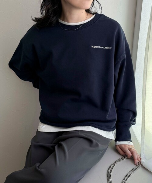 fredy emue（フレディエミュ）の「ロゴ刺繍コンパクトスウェットプルオーバー（スウェット・レディース・グレー/ネイビー/ベージュ/ラベンダー・38）」の8枚目の写真