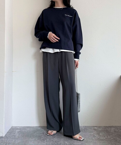 fredy emue（フレディエミュ）の「ロゴ刺繍コンパクトスウェットプルオーバー（スウェット・レディース・グレー/ネイビー/ベージュ/ラベンダー・38）」の14枚目の写真