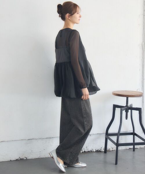 RETRO GIRL(レトロガール)の「キャミドッキングバルーンBL(シャツ/ブラウス・レディース・ナチュラル/ブラック/グリーン・FREE)」の10枚目の写真