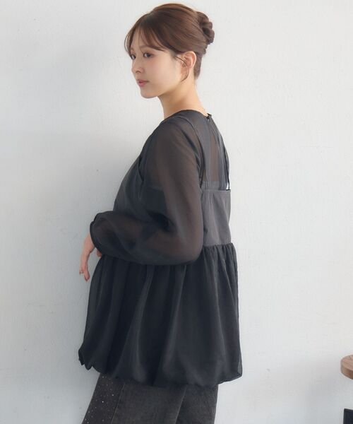 RETRO GIRL(レトロガール)の「キャミドッキングバルーンBL(シャツ/ブラウス・レディース・ナチュラル/ブラック/グリーン・FREE)」の15枚目の写真