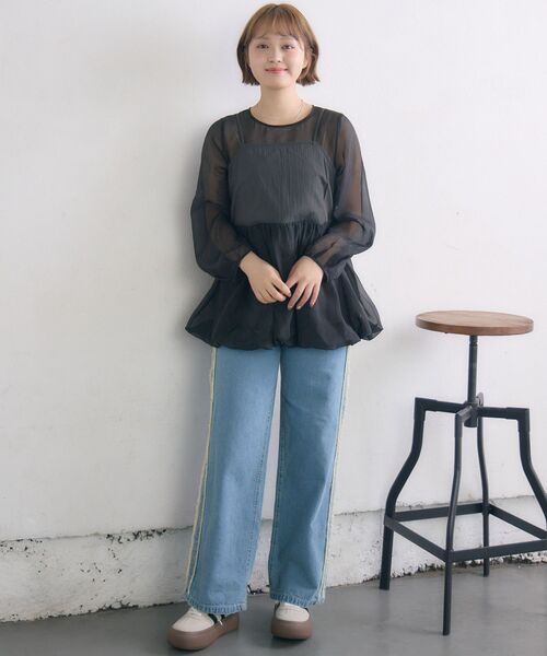 RETRO GIRL(レトロガール)の「キャミドッキングバルーンBL(シャツ/ブラウス・レディース・ナチュラル/ブラック/グリーン・FREE)」の17枚目の写真