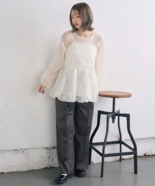 RETRO GIRL(レトロガール)の「キャミドッキングバルーンBL(シャツ/ブラウス・レディース・ナチュラル/ブラック/グリーン・FREE)」の18枚目の写真