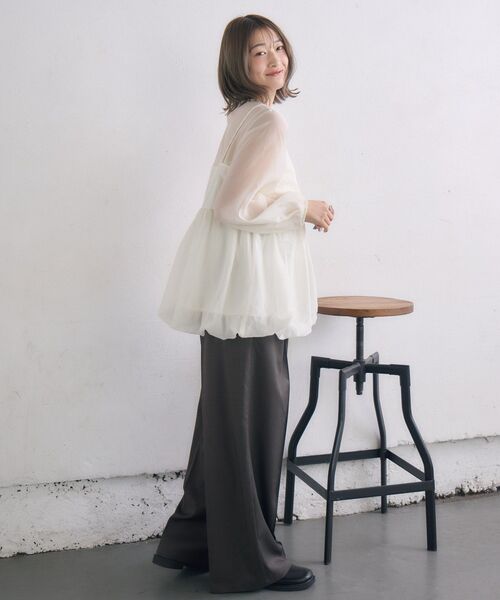 RETRO GIRL(レトロガール)の「キャミドッキングバルーンBL(シャツ/ブラウス・レディース・ナチュラル/ブラック/グリーン・FREE)」の19枚目の写真