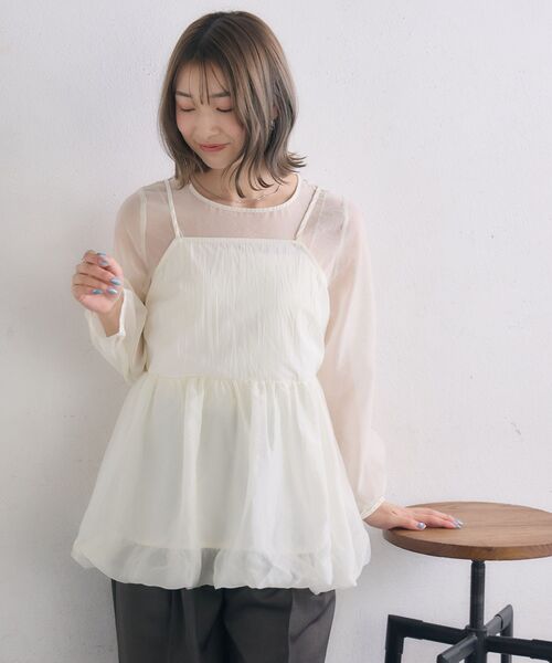 RETRO GIRL(レトロガール)の「キャミドッキングバルーンBL(シャツ/ブラウス・レディース・ナチュラル/ブラック/グリーン・FREE)」の22枚目の写真