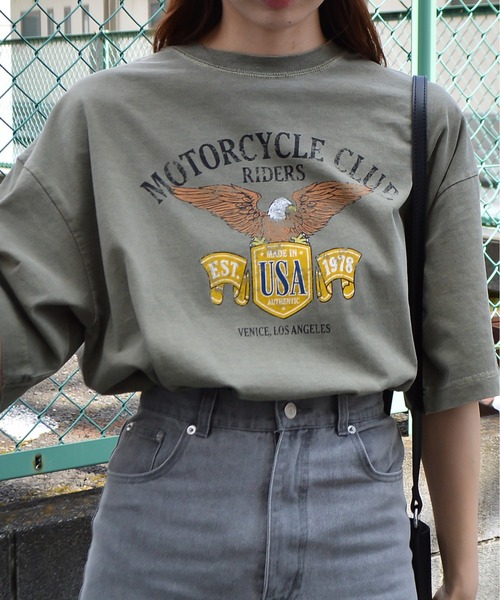 spiritoso(スピリトーゾ)の「【spiritoso】イーグルプリントTシャツ(Tシャツ/カットソー・レディース・ホワイト系/カーキ/ブラウン/オレンジ・FREE)」の6枚目の写真