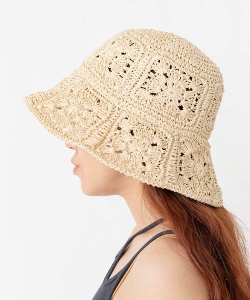 CONTROL FREAK（コントロールフリーク）の「CONTROL FREAK / CTFK（コントロールフリーク） ペーパー柄編みバケットハット（ハット・レディース・アイボリー/ブラック/グリーン・FREE）」の2枚目の写真