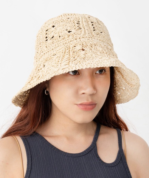 CONTROL FREAK（コントロールフリーク）の「CONTROL FREAK / CTFK（コントロールフリーク） ペーパー柄編みバケットハット（ハット・レディース・アイボリー/ブラック/グリーン・FREE）」の8枚目の写真