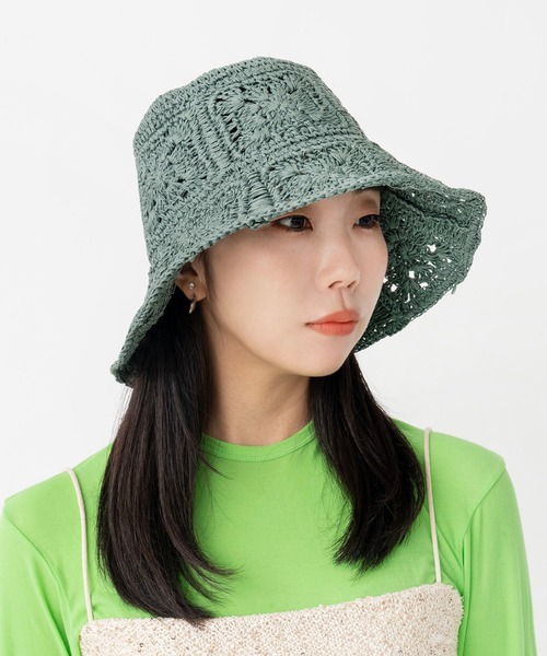 CONTROL FREAK（コントロールフリーク）の「CONTROL FREAK / CTFK（コントロールフリーク） ペーパー柄編みバケットハット（ハット・レディース・アイボリー/ブラック/グリーン・FREE）」の7枚目の写真