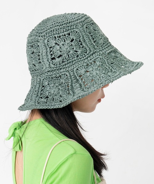CONTROL FREAK（コントロールフリーク）の「CONTROL FREAK / CTFK（コントロールフリーク） ペーパー柄編みバケットハット（ハット・レディース・アイボリー/ブラック/グリーン・FREE）」の6枚目の写真