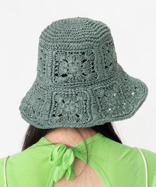 CONTROL FREAK（コントロールフリーク）の「CONTROL FREAK / CTFK（コントロールフリーク） ペーパー柄編みバケットハット（ハット・レディース・アイボリー/ブラック/グリーン・FREE）」の5枚目の写真