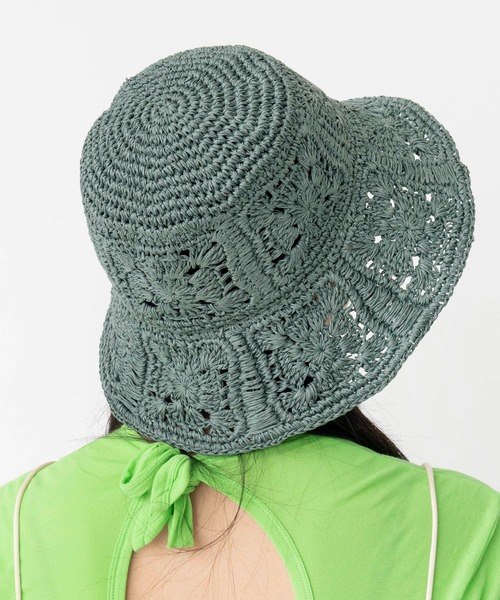 CONTROL FREAK（コントロールフリーク）の「CONTROL FREAK / CTFK（コントロールフリーク） ペーパー柄編みバケットハット（ハット・レディース・アイボリー/ブラック/グリーン・FREE）」の4枚目の写真