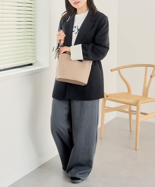 Legato Largo（レガートラルゴ）の「【Legato Largo】LH-D1372  レトロシボ ショルダー（ショルダーバッグ・レディース・ブラック/ライトベージュ・FREE）」の6枚目の写真