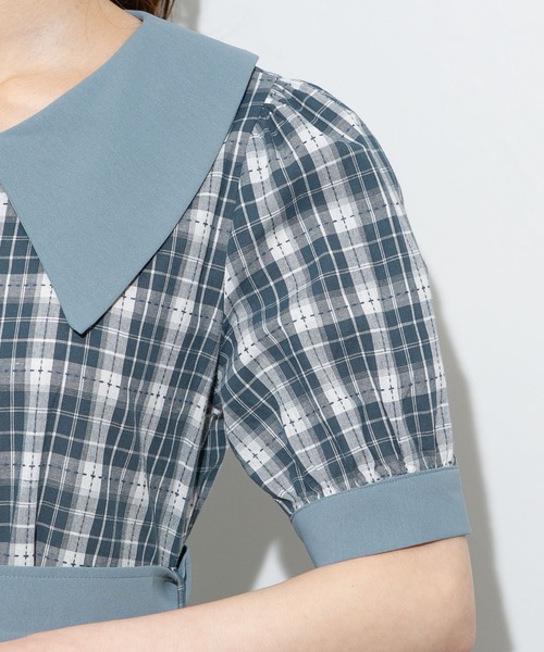 pumpkin port(パンプキンポート)の「クレリック チェック柄 ワンピース(ワンピース・レディース・ブルー/ミント/ベージュ・M)」の10枚目の写真