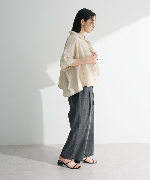 Green　Parks（グリーンパークス）の「ライトデニムワイドパンツ（デニムパンツ・レディース・ライトグレー/ライトインディゴブルー/インディゴブルー/ブラック・FREE）」の10枚目の写真