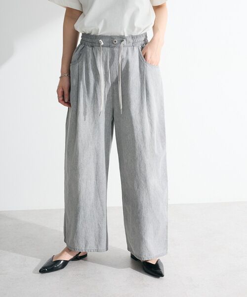 Green　Parks（グリーンパークス）の「ライトデニムワイドパンツ（デニムパンツ・レディース・ライトグレー/ライトインディゴブルー/インディゴブルー/ブラック・FREE）」の14枚目の写真