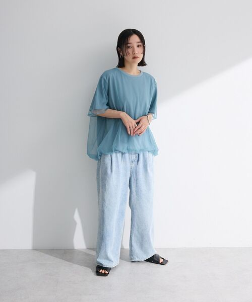 Green　Parks（グリーンパークス）の「ライトデニムワイドパンツ（デニムパンツ・レディース・ライトグレー/ライトインディゴブルー/インディゴブルー/ブラック・FREE）」の17枚目の写真