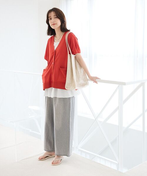 Green　Parks（グリーンパークス）の「ライトデニムワイドパンツ（デニムパンツ・レディース・ライトグレー/ライトインディゴブルー/インディゴブルー/ブラック・FREE）」の19枚目の写真