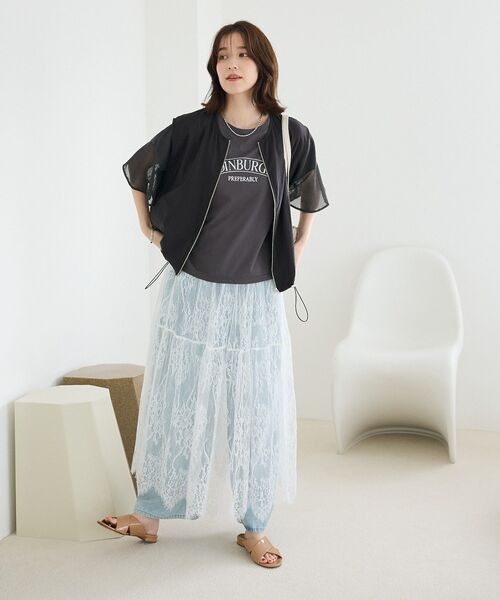 Green　Parks（グリーンパークス）の「ライトデニムワイドパンツ（デニムパンツ・レディース・ライトグレー/ライトインディゴブルー/インディゴブルー/ブラック・FREE）」の20枚目の写真