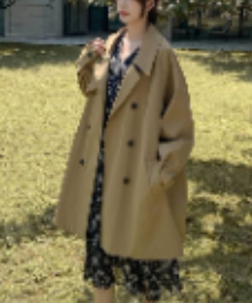 gossip!ロサンゼルス(ゴシップロサンゼルス)の「ミドルレングストレンチコート(トレンチコート・レディース・ベージュ/ブラック・M/S)」の5枚目の写真