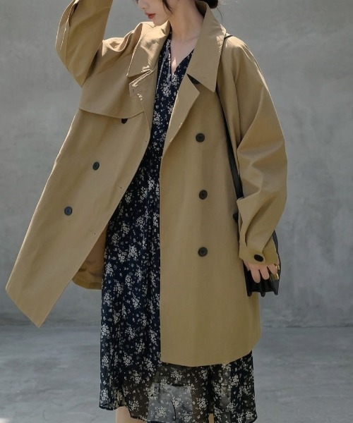 gossip!ロサンゼルス(ゴシップロサンゼルス)の「ミドルレングストレンチコート(トレンチコート・レディース・ベージュ/ブラック・M/S)」の15枚目の写真