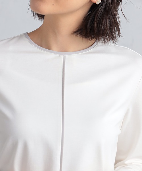 GALLORIA（ギャローリア）の「配色クループルオーバー（Tシャツ/カットソー・レディース・ライトグレー/ホワイト・M/L/LL/S）」の4枚目の写真