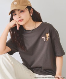 【TOM and JERRY/トムとジェリー】ジェリー&タフィー胸刺繍バックロゴプリント半袖Tシャツ